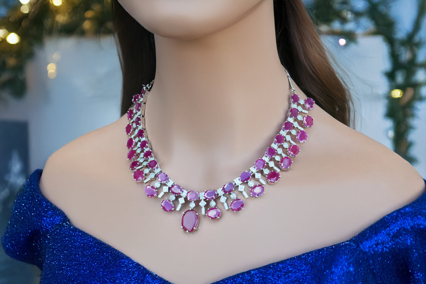 Ruby A.D Necklace with Matching Earrings