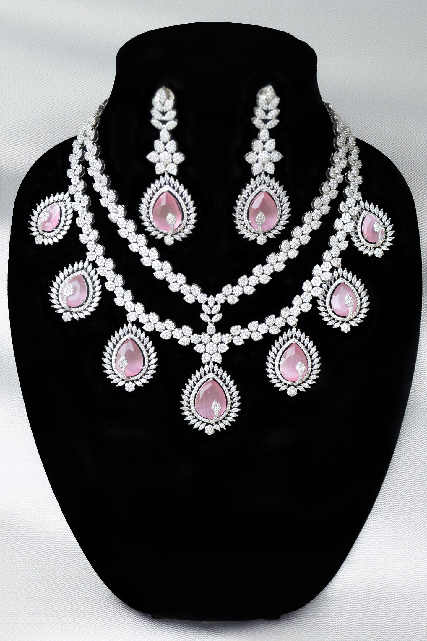 Premium Quality A.D Necklace with Pink Stone