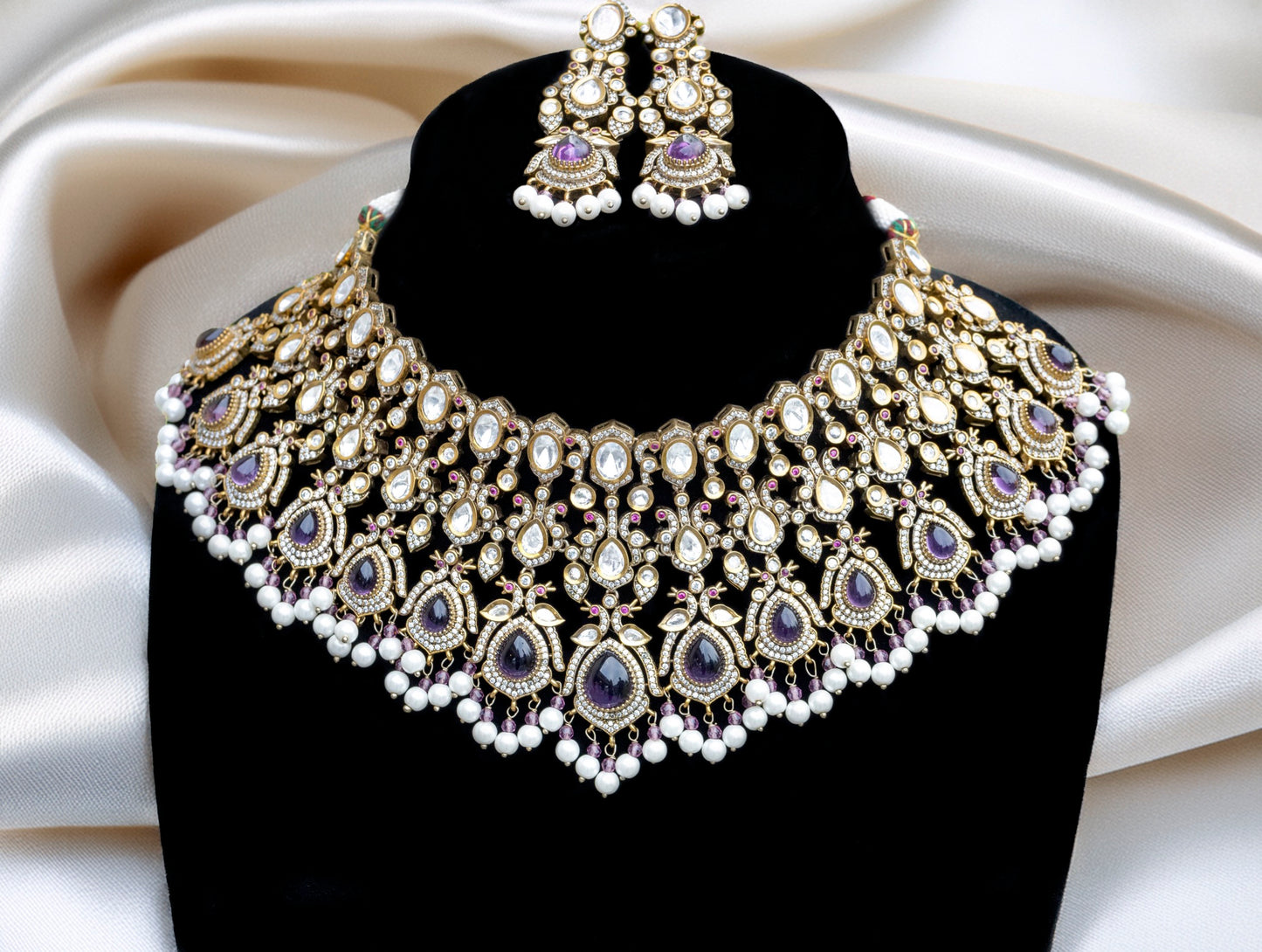 Premium Bridal Kundan victorian polish necklace