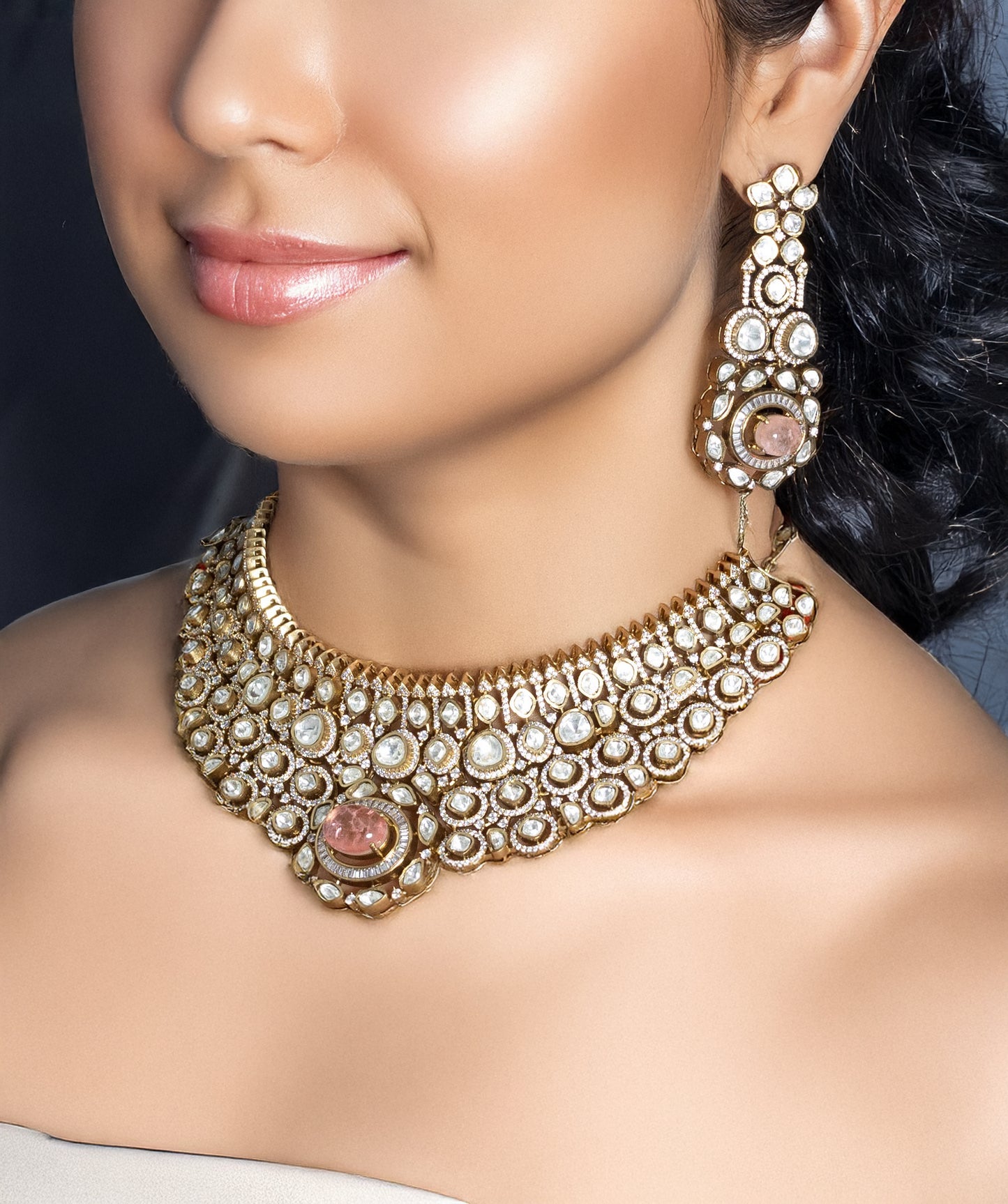 Premium Kundan with Doublet stone Necklace