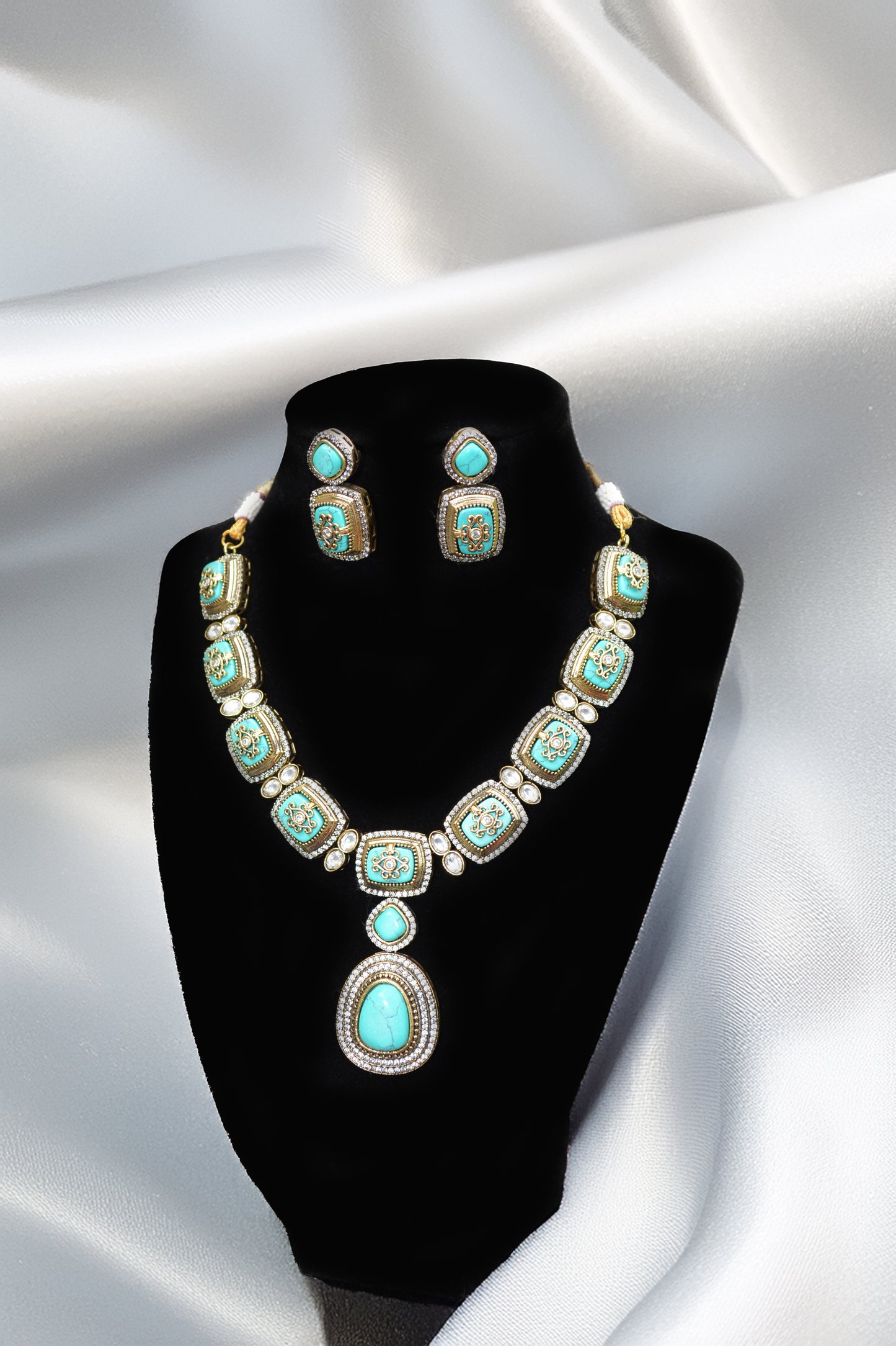 Teal Indian Contemporary Necklace