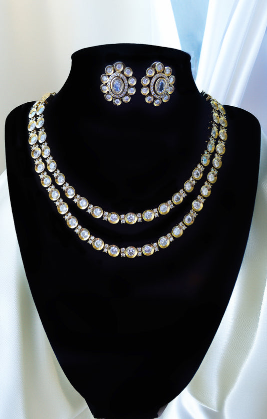 Two-Layered Fine Gold Finish Jadau Kundan Necklace