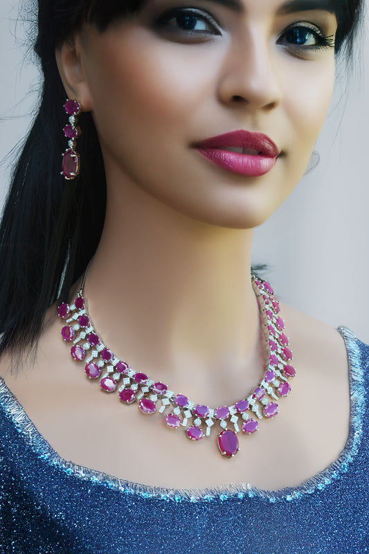 Ruby A.D Necklace with Matching Earrings