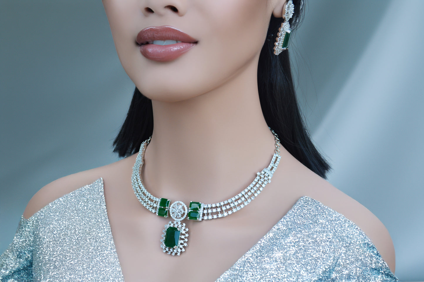 A.D Necklace with Matching Earrings