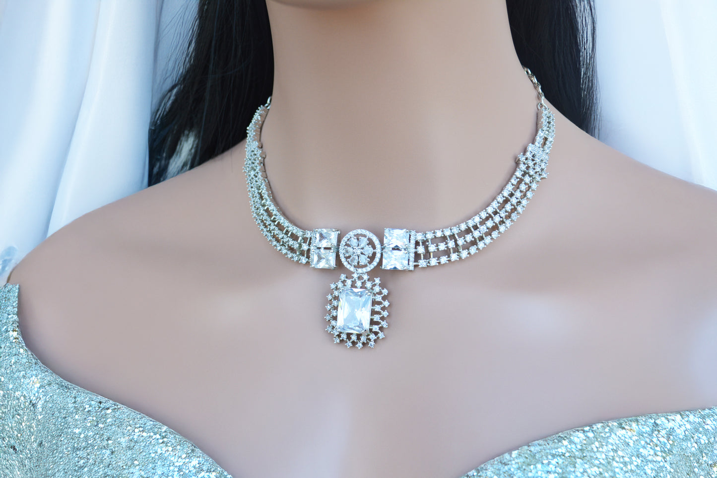A.D Necklace with Matching Earrings