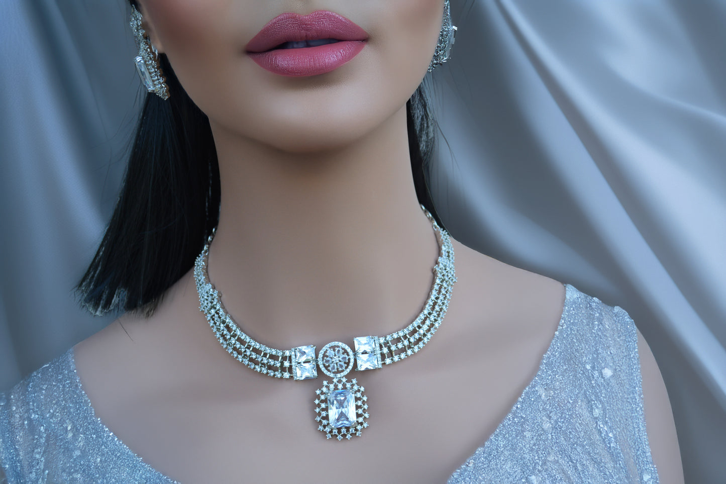 A.D Necklace with Matching Earrings