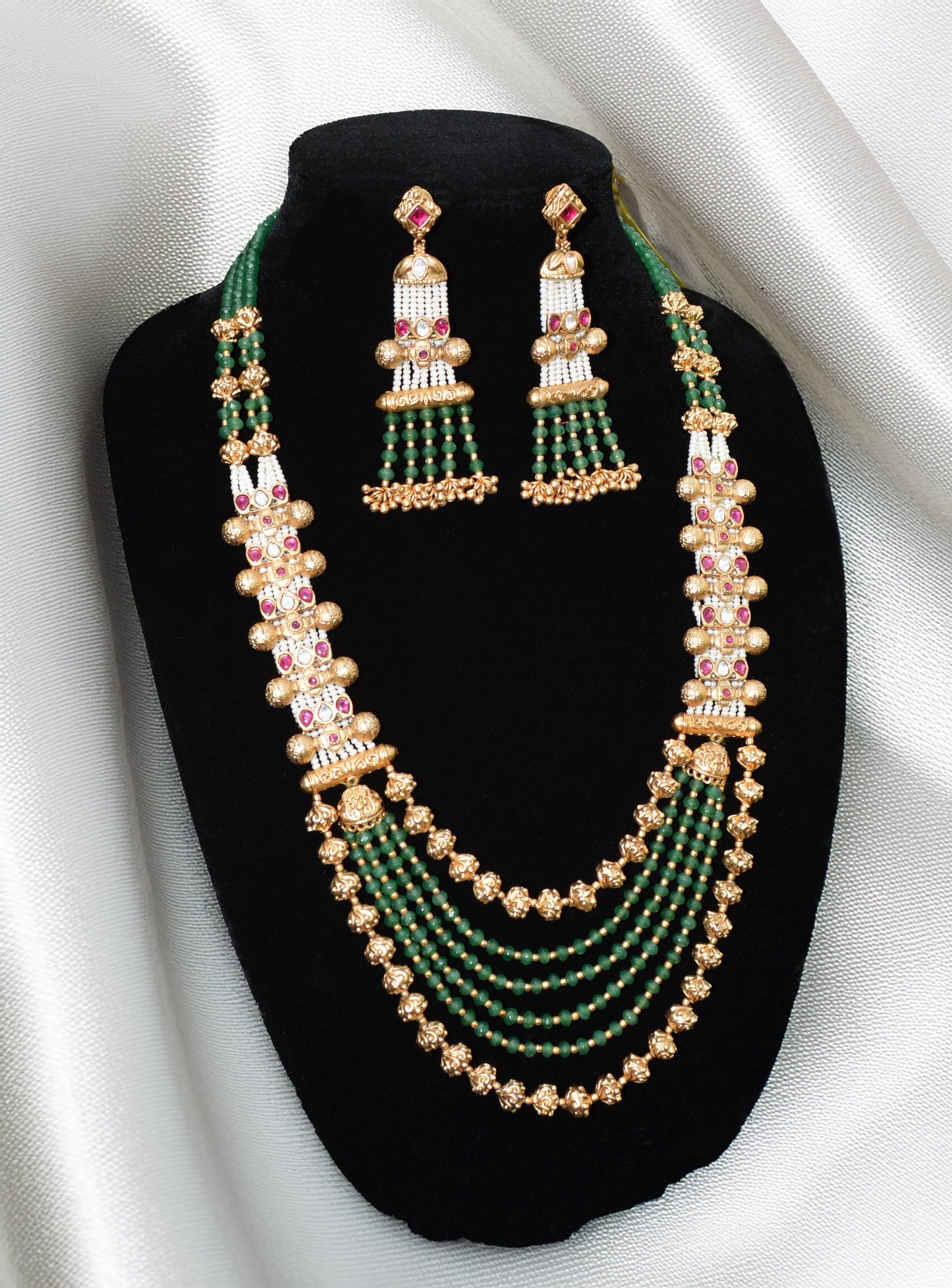 Emerald Green Long layered necklace